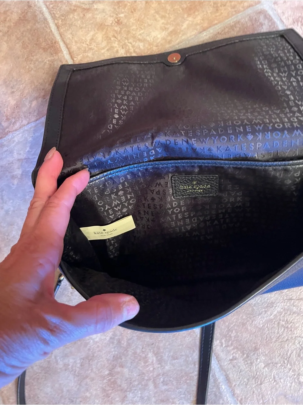 kate spade Black Crossbody with White Geometric Embroidery